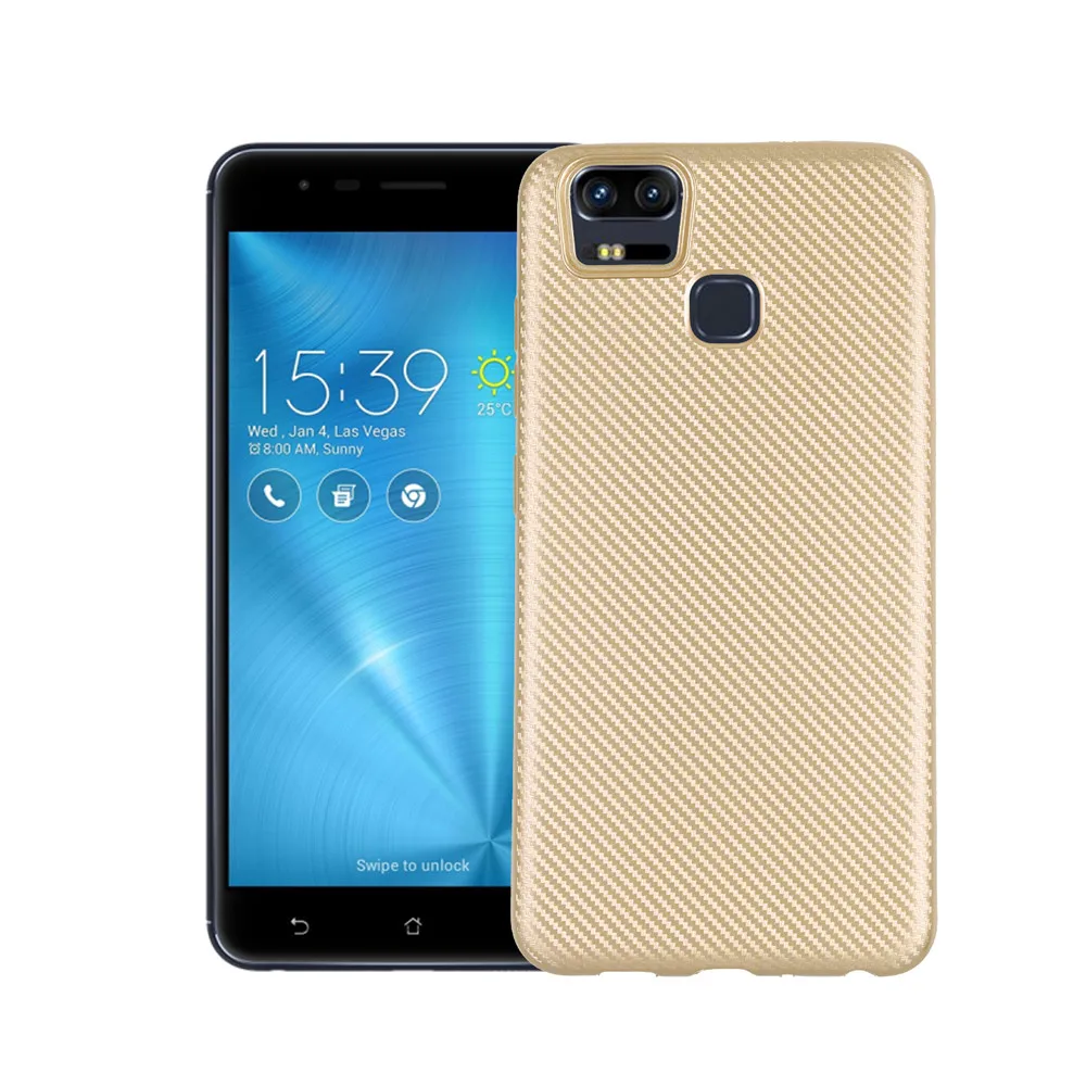 Чехол для Asus Zenfone 3 zoom ZE553KL мягкий силиконовый чехол из углеродного волокна с