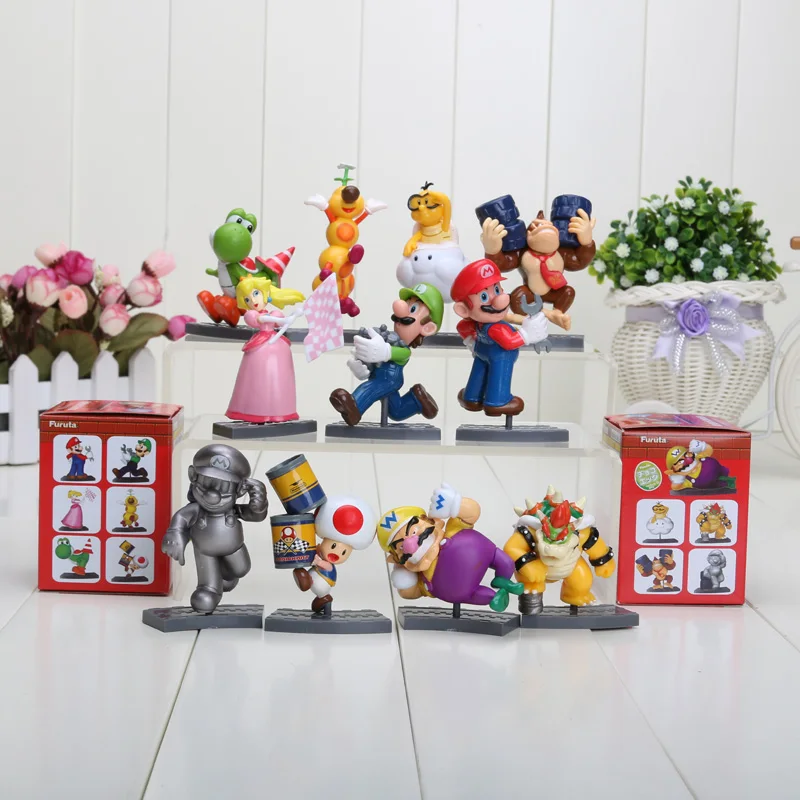 11pcs/set Super Mario Bros Figure Mario Bowser Peach PVC Action Figure