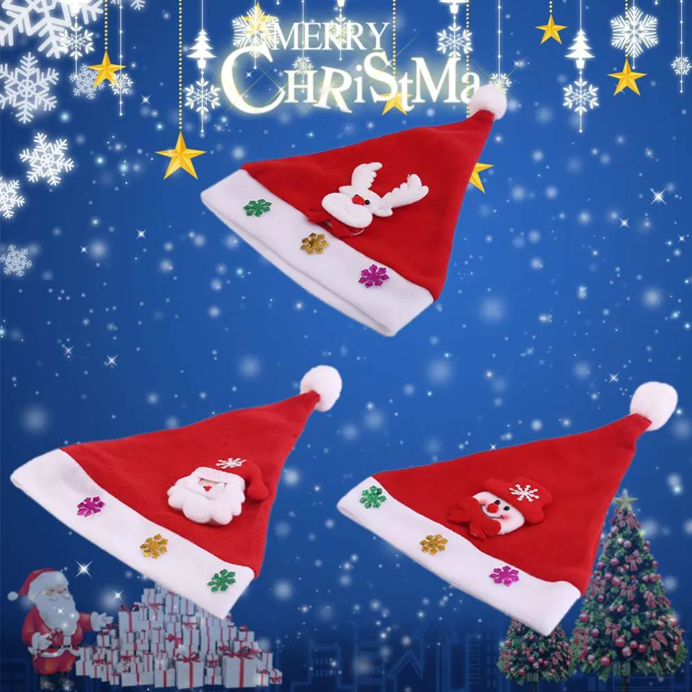 Новинка 25*30 см блестящие милые детские красные рождественские украшения мультфильм светящиеся шляпы фестиваль носить вечерние поставки