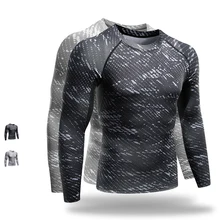 Autumn Men Quick Dry Running Compression Long Sleeve Print T-shirt Base Layer Fitness Yoga Basketball Jersey Gym Training Wear