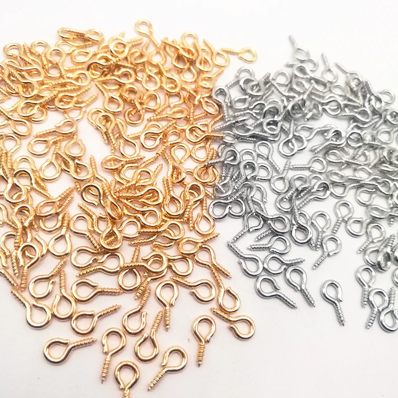 100pcs/lot 4x8mm Mini Eye Pins Eye pins Hooks Eyelets Screw Threaded Metal Jewelry Pendant Clasps DIY Jewelry Making Accessories Jewelry Findings & Components cheap