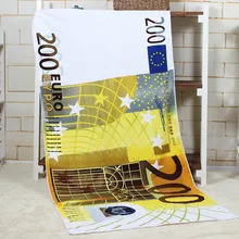2016 Europa estilo Moda 200 Euro impresión playa de arena toalla de baño toallita de Microfibra verano playa suministro de protección