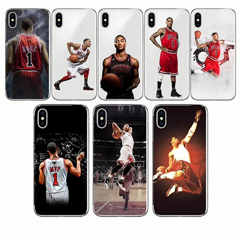 

Basketball star Derrick Rose Phone Case Soft TPU Cover for Apple Iphone 5S SE 6 plus X 6S plus 7 plus 8 plus XR XS MAX