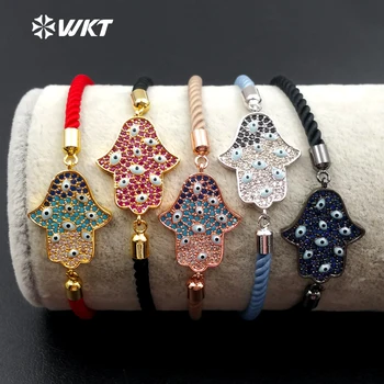 

MB091 Wholesale evil eyes,jellyfish,hand shape Charm Connector&stud Bracelet CZ button Bracelets Jewelry in Adjustable silk cord