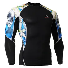 GhostWolf Mens Compression Running ShirtsTight Skin Shirts Weight Lifting Basic Layer Running Training Body Building Fitness Top