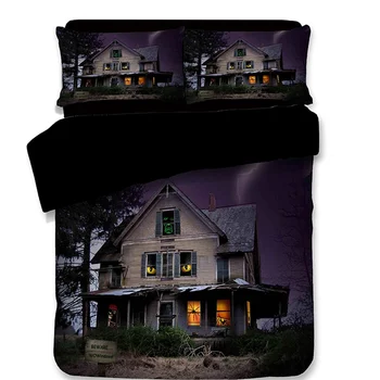 

Castle Church Cross Black Cat Gothic Halloween Bedding Set 3pcs Twin Full Queen King Single Double Size Duvet Cover Pillowcase