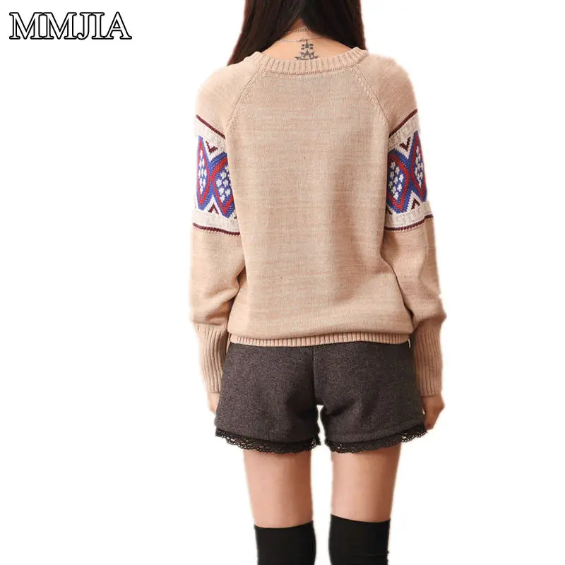 MuMuJia Fashion Women's Knitted Long Sleeve O-neck Sweaters Pathwork Women Pullovers New Christmas Winter Women Loose Pullovers MuMuJia Fashion Women's Knitted Long Sleeve O-neck Sweaters Pathwork Women Pullovers New Christmas Winter Women Loose Pullovers