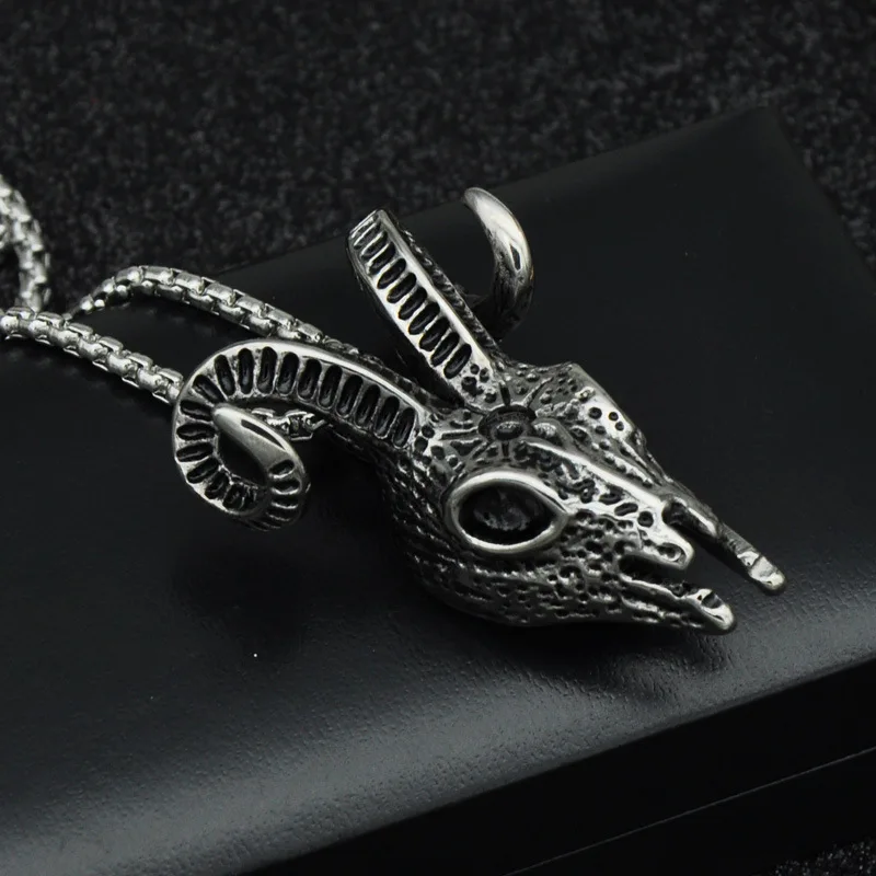 

Cool 3D 316L Stainless Steel Vikings Sheep Head Bestfriend Pendant Necklace Charm Animal Choker Jewelry for Man