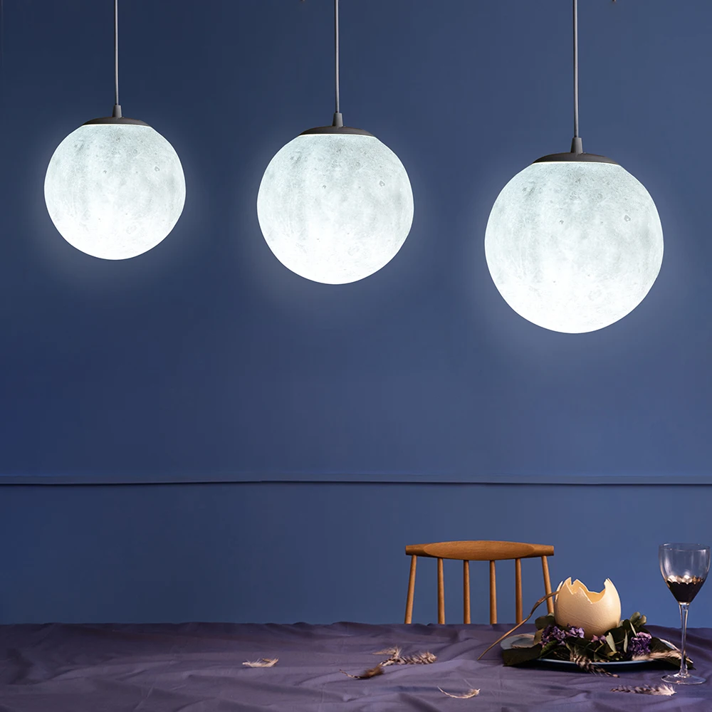 3D Print Pendant Lights Novelty Creative Moon Atmosphere Night Light Lamp Restaurant/Bar Hanging Lighting