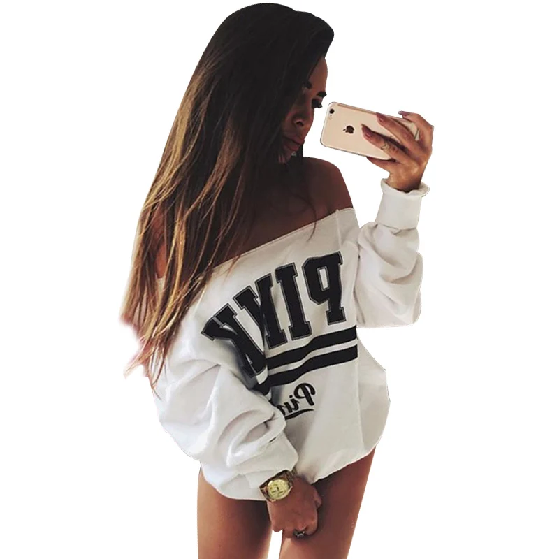 Gagaopt White Hoody Pink Hoodies Women's Tracksuits Svitshot Strapless Hoodie Sweatshirt Women Sudaderas Mujer 2016 Truien Dames