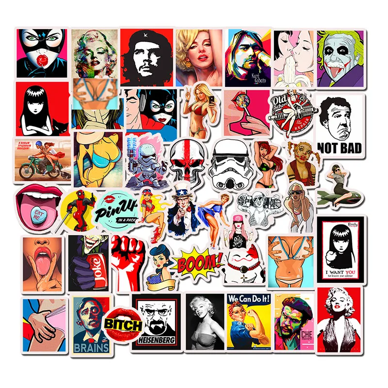 

50 pcs/pack Classic Fashion Style Graffiti Stickers For Moto car & suitcase cool laptop stickers Skateboard sticker toys
