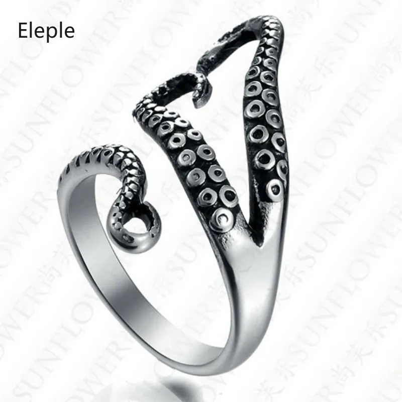 

Eleple Creative Octopus Stainless Steel Rings for Women and Men Retro Adjustable Punk Nightclub Party Gifts Ring Jewelry S-R17