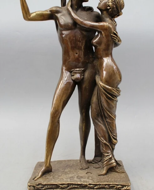 1" Западная ХУДОЖЕСТВЕННАЯ Бронзовая статуя знаменитая статуя двух мужчин женщин мужчин и жены скульптура R0715