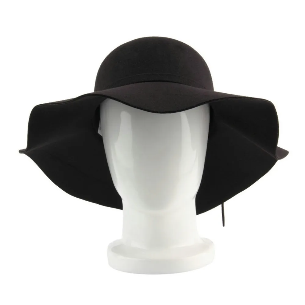 Стильная винтажная Женская шерстяная фетровая шляпа гибкий колпак Солнцезащитная пляжная вязаная шляпа с бантом
