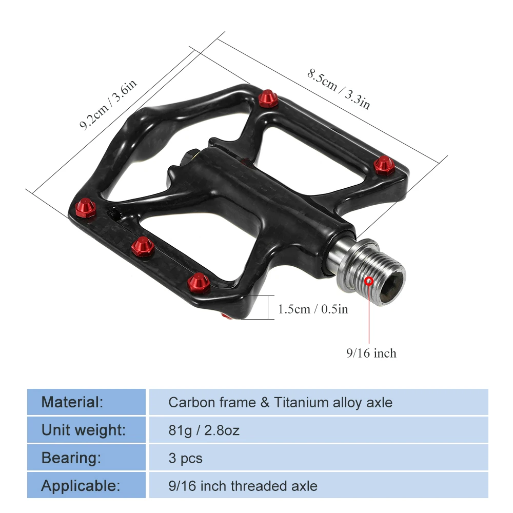 Ультра-светильник для велосипедных педалей, подвесной светильник из углеродного волокна на платформе, три подшипника для горного велосипеда, шоссейного велосипеда, велосипедные педали