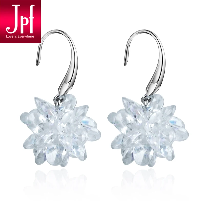 

Jpf crystal earrings 925 scrub pure silver earrings flower earrings discoloration birthday gift