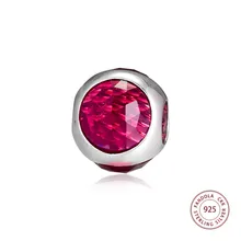 Fit Pandora Подвески Браслеты стерлингового серебра 925 Сияющие капли Cerise кристаллические очаровательные бусины для изготовления ювелирных изделий Berloque