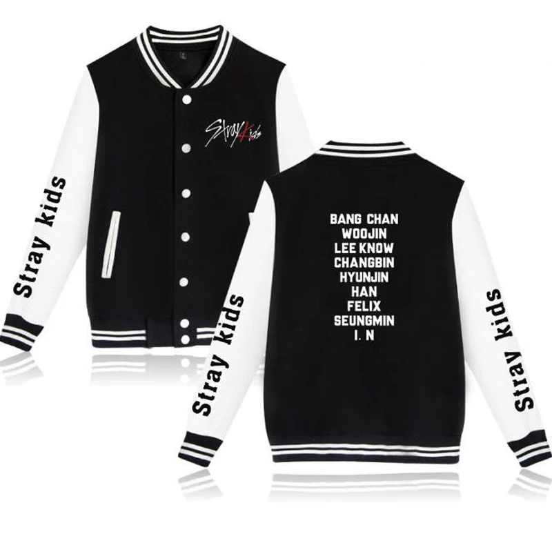 

KPOP StrayKids Stray Kids Album MINHO JISUNG WOOJIN CHANGBIN FELIX Baseball Uniform Fleece jacket Women Men Hoodie Sweatshirts