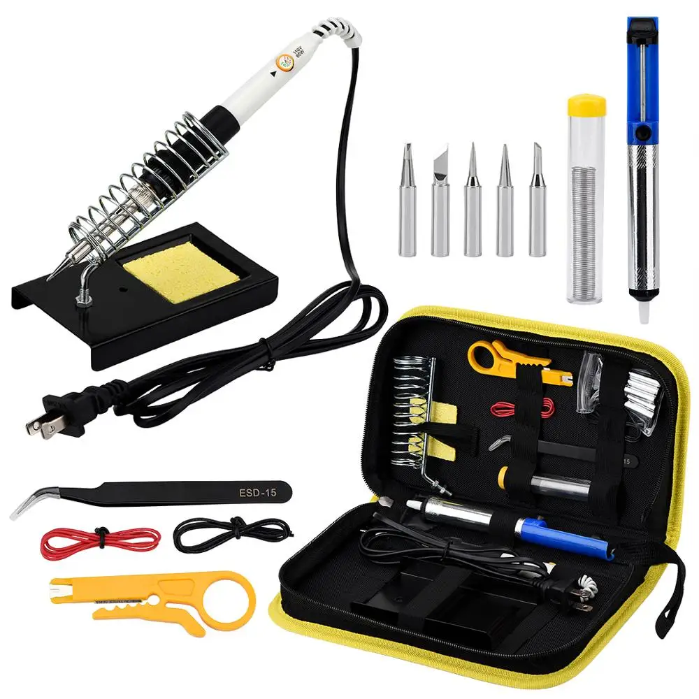 

JCD Electric Soldering Iron kit 60W 220V 110V Adjustable Temperature solder Welding Rework soldering iron Stand Holder wire tips
