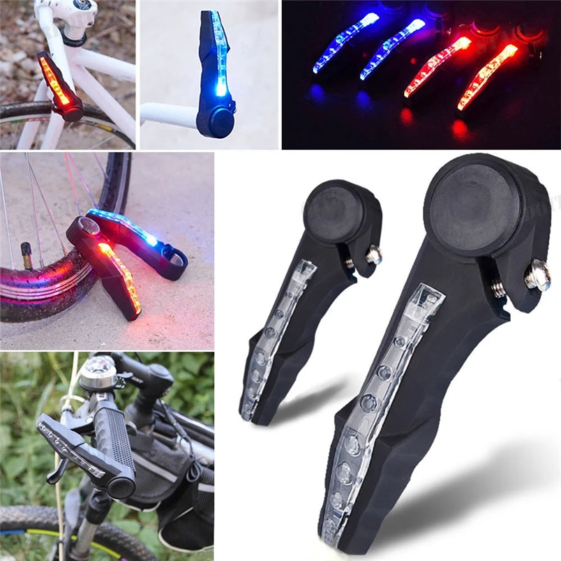 

2PC Influenza Handles for Bicycles Cycling Bike Grips Handlebar Grips Ends LED Signal Warning Light Lamp Fixie #4ST03