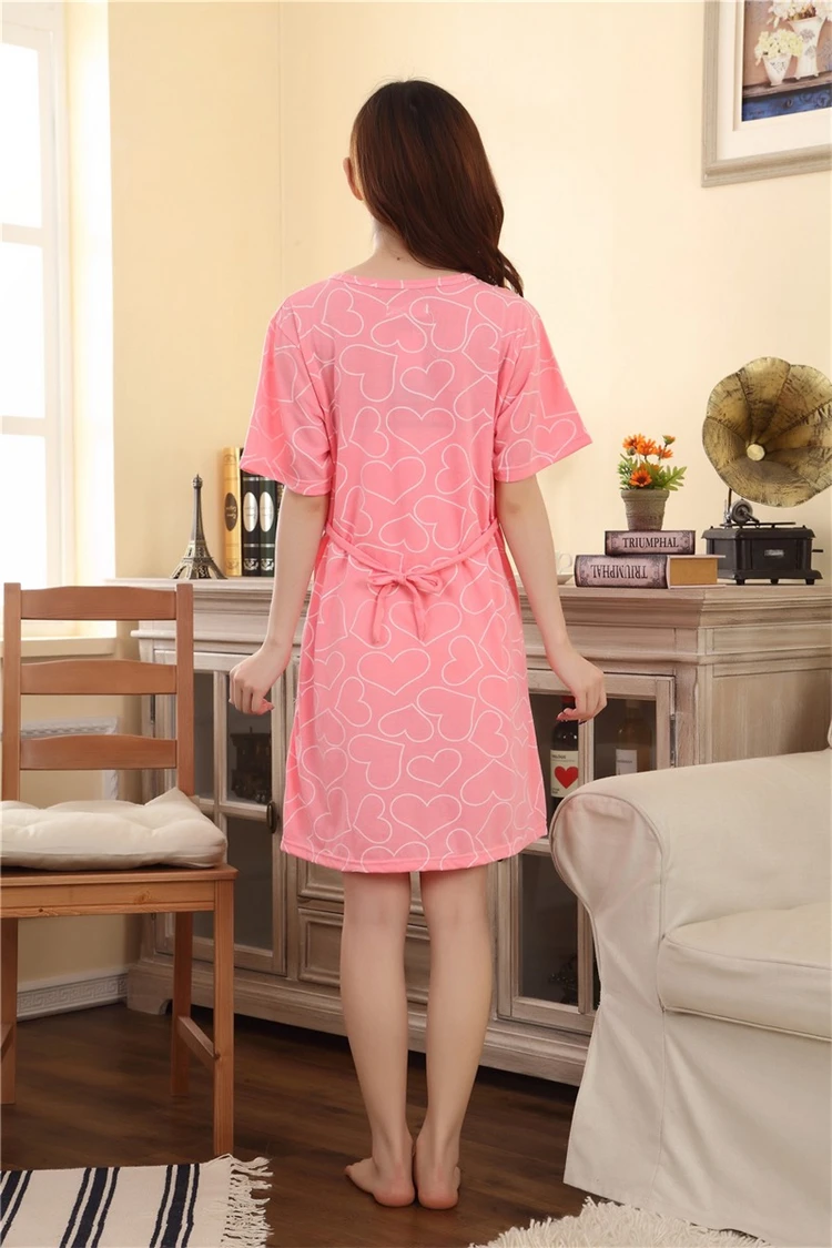 2018 Summer pregnant women short sleeve pajamas out nursing dress maternity breastfeeding dress cotton lactation dress Sleepwear (23)
