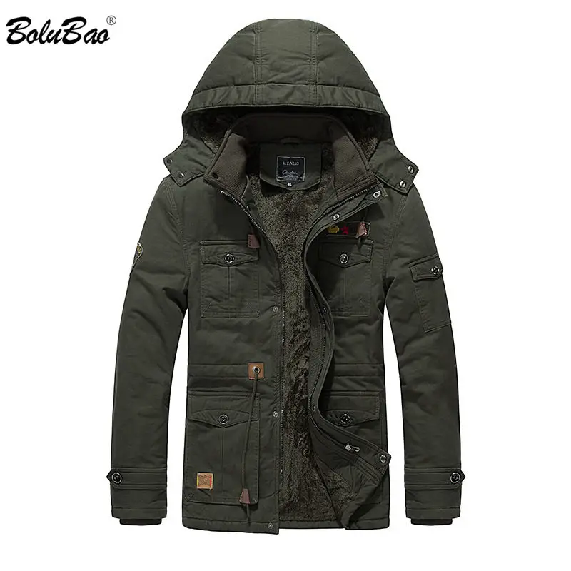 

BOLUBAO Quality Men Jackets Winter Warm Men's Fashion Jacket Solid Color Hooded Clothing Casual Male Cotton Jackets