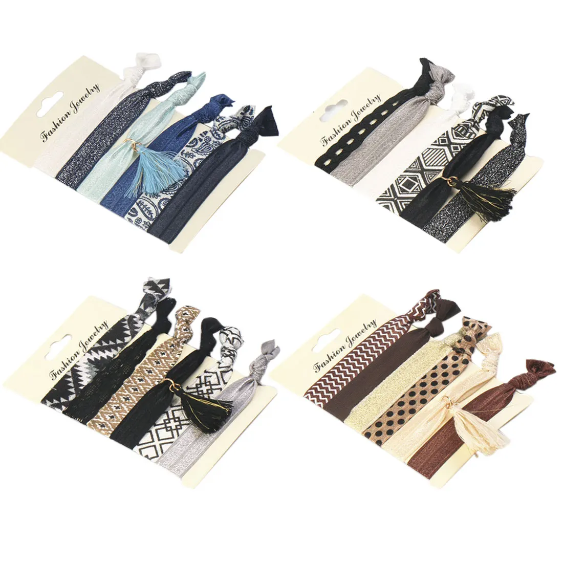 

1 set women pattern elastic ponytail bracelets headband girls rope hairband accessories elegant colorful no crease hair ties
