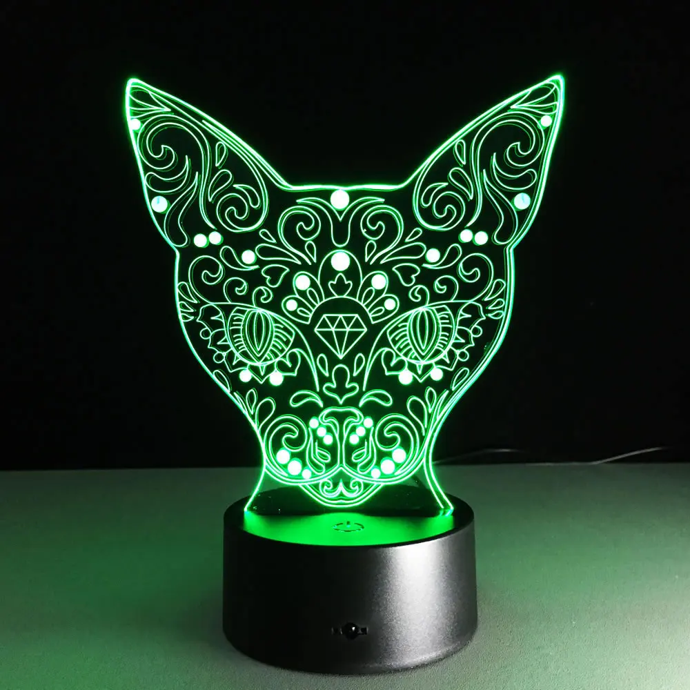 USB Charge Chrismas Creative Totem Cat Animal Night Light lamp 3D LED