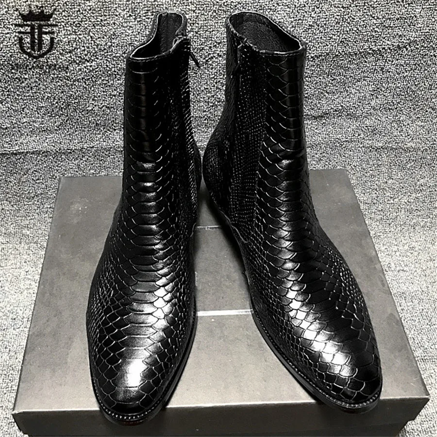 Высококачественные мужские ботильоны ручной работы из натуральной змеиной кожи с острым носком; дизайнерские кожаные брендовые Свадебные модельные туфли