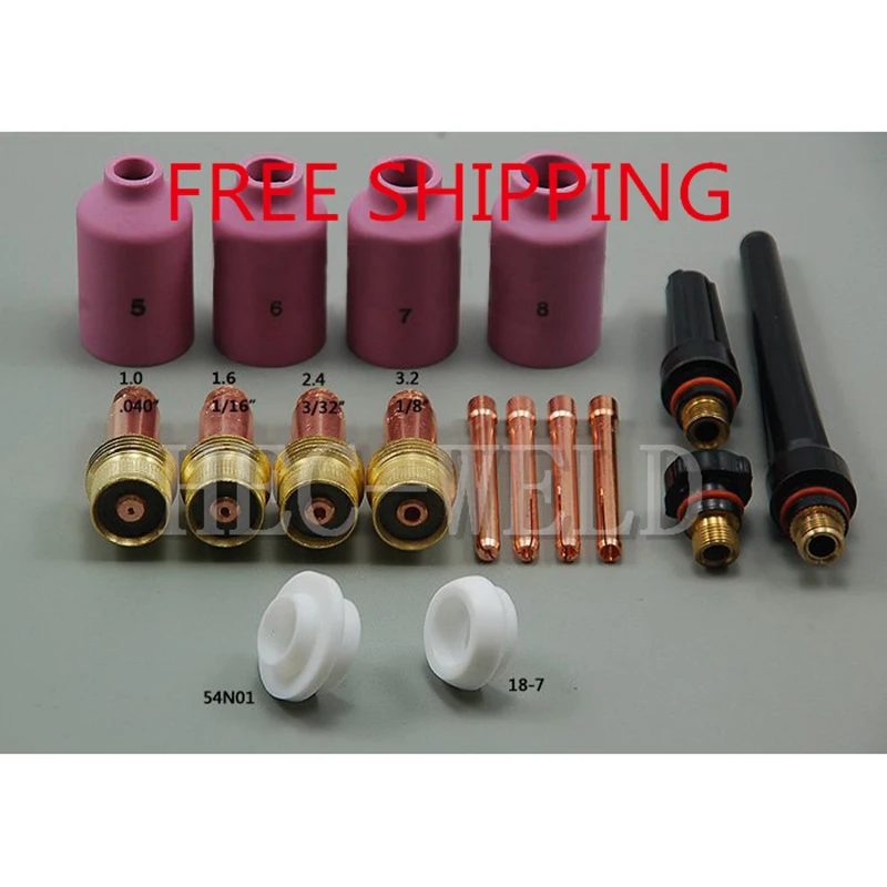 TIG Torches 17Pcs TIG Welding Consumables Accessories Gas Lens Kit for