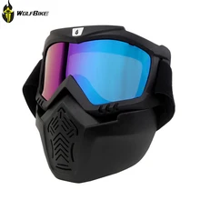 WOLFBIKE мотокросса лыжные очки пылезащитный респиратор со съемным дизайном+ Велоспорт Лыжный Спорт очки с маской