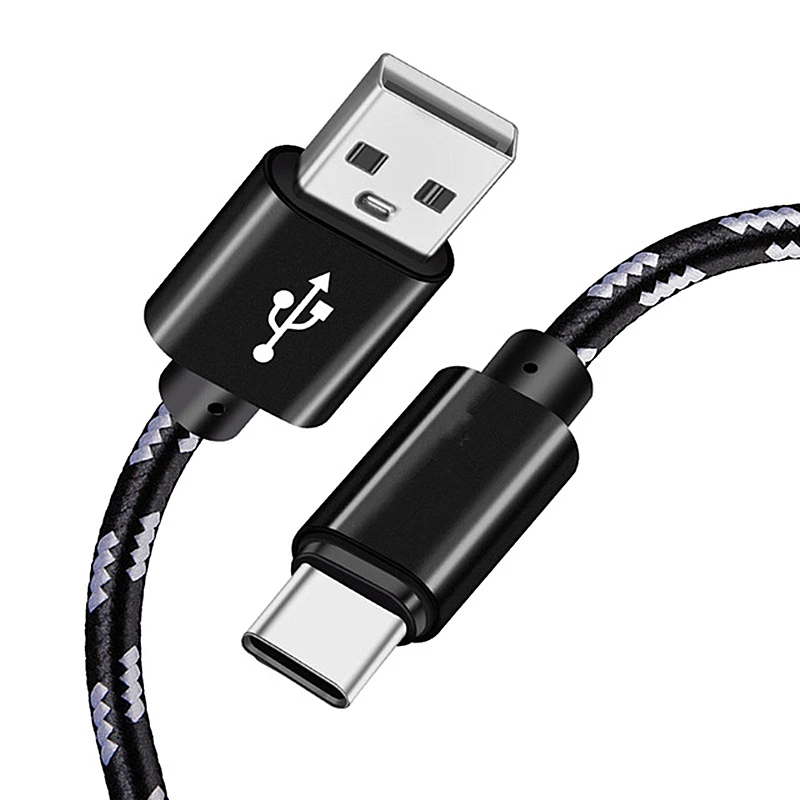 Для samsung Galaxy S10 S10e S10+ A70 A80 A9 Note 9 8 A10 A20 A30 A40 A50 USB кабель 1/2/3 метровый кабель мобильного телефона Зарядное устройство - Цвет: Черный