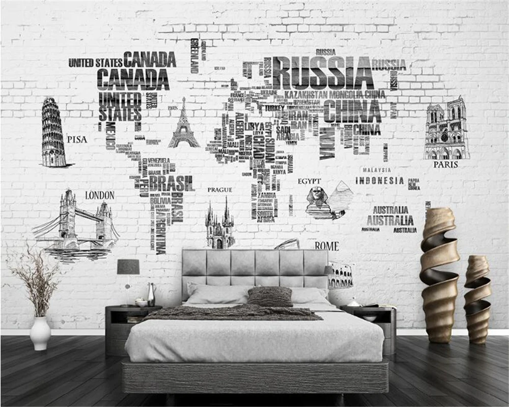 

beibehang Stereoscopic wallpaper world map Handpainted Nordic TV background wall background picture papel de parede 3d wallpaper