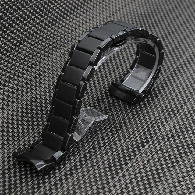 Black Ceramic Watchband Steel For Armani 22mm Ar1452 24mm Ar1451 Black Ceramic Watchband Steel For Armani 22mm Ar1452 24mm Ar1451 Watch Bracelet Erfly Buckle Strap Accessories
