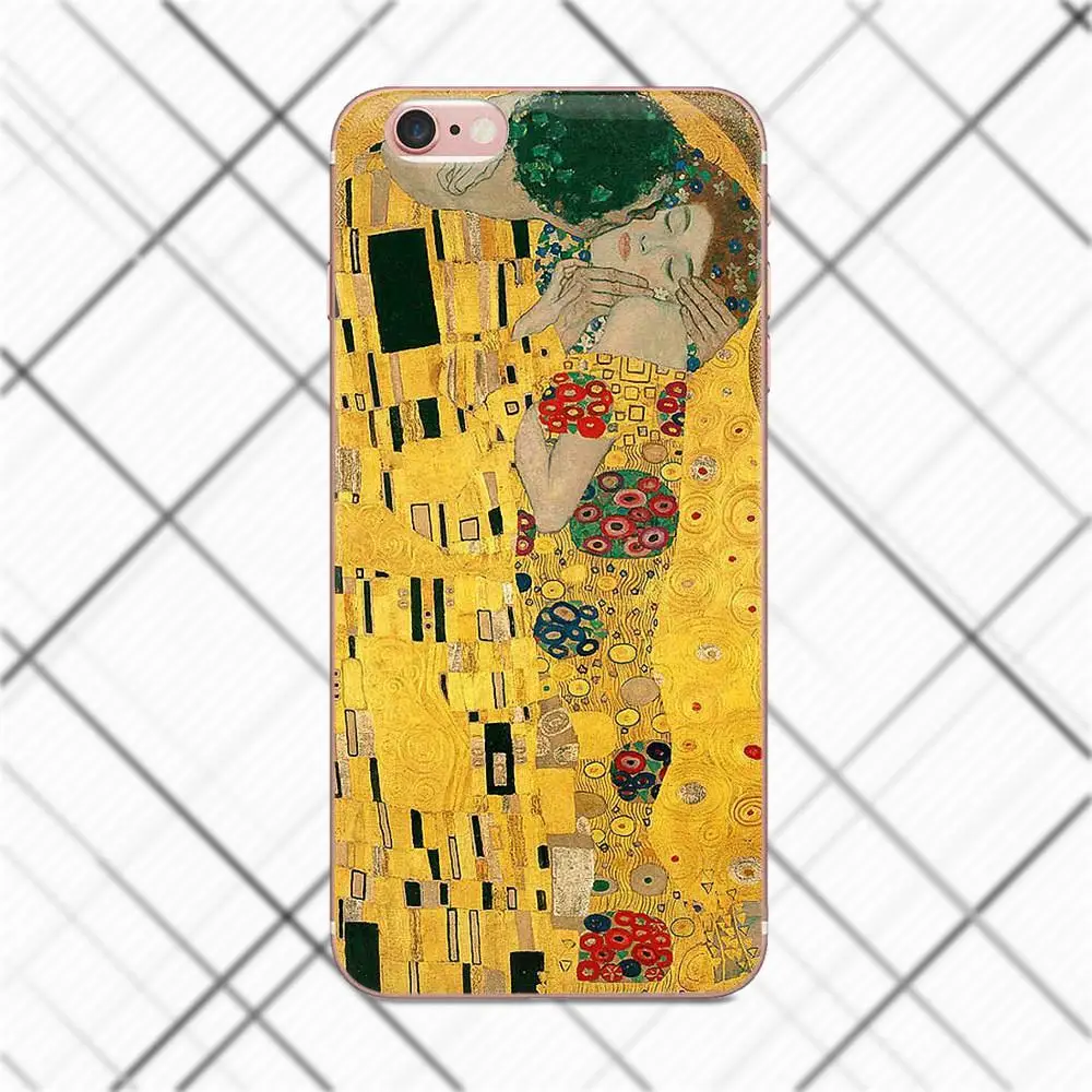 Tpwxnx Soft Silicone TPU Transparent Phone Covers Case Kiss By Gustav Klimt Design For iPhone X 4 4S 5 5C 5S SE 6 6S 7 8 Plus