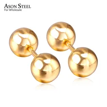 Асон сталь золото/серебро Цвет Размер 8 мм нержавеющая сталь серьги с винтовой застежкой для женщин и мужчин двойной шар антиаллергенный
