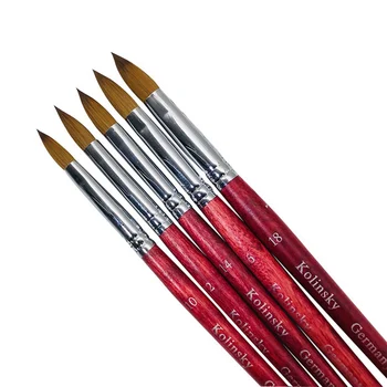 

50% Kolinsky Sable Acrylic Brush Flat Round Red Wood Handle Brush UV Gel Poly Brush For Nail Art Gel Builder Brush