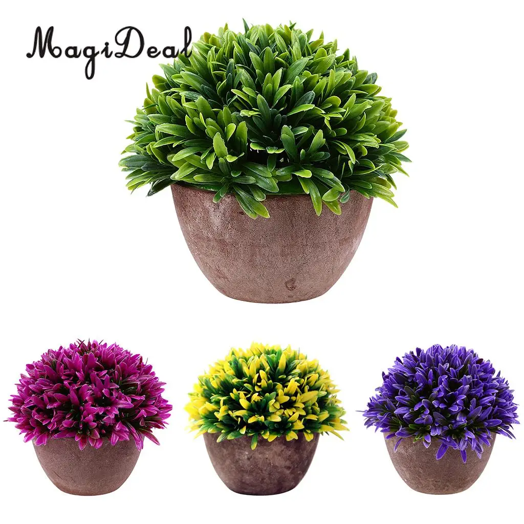 MagiDeal Artificial Orchid Flower Bonsai Long Leaves Plant Potting