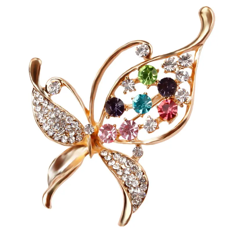 MIEG брендовая Хрустальная брошь в виде бабочки для женщин Красочные Стразы заколки с животными