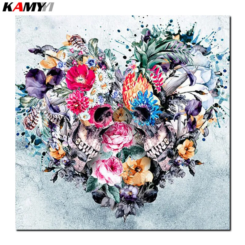 

5D Diy diamond painting cross stitch flower skull Full Square Diamond embroidery Needlework Rhinestone Mosaic decor B620