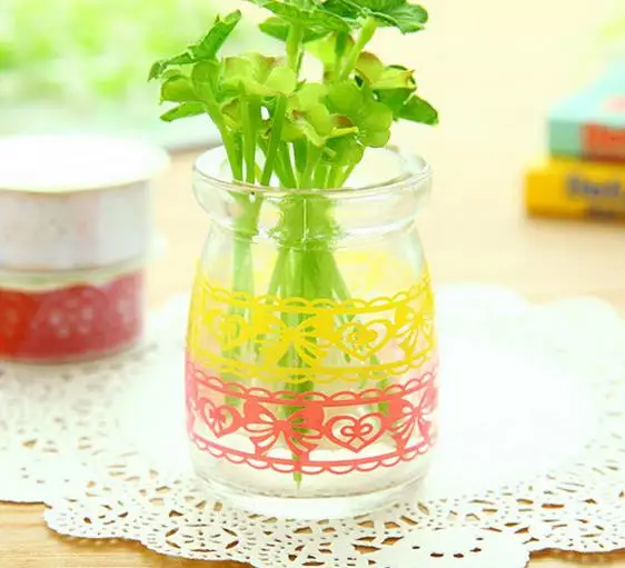 8Pcs/lot DIY Bud Silk decoration film Adhesive Print Fabric Decor Lace Tapes Decoration Photo Album Scrapbook Corner Sticker