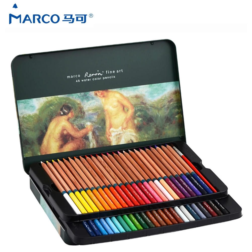Marco Raffine 24/36/48Color Aquarell Color Pencils Professional Watercolor  Colored Pencils Set for Drawing Artist Supplies