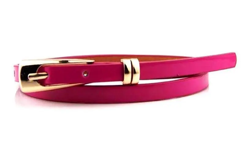 rose red Модный женский тонкий пояс из искусственной кожи, узкий пояс для женщин и девушек, обтягивающий пояс яркого цвета, джинсовое платье, украшение - Цвет: rose red