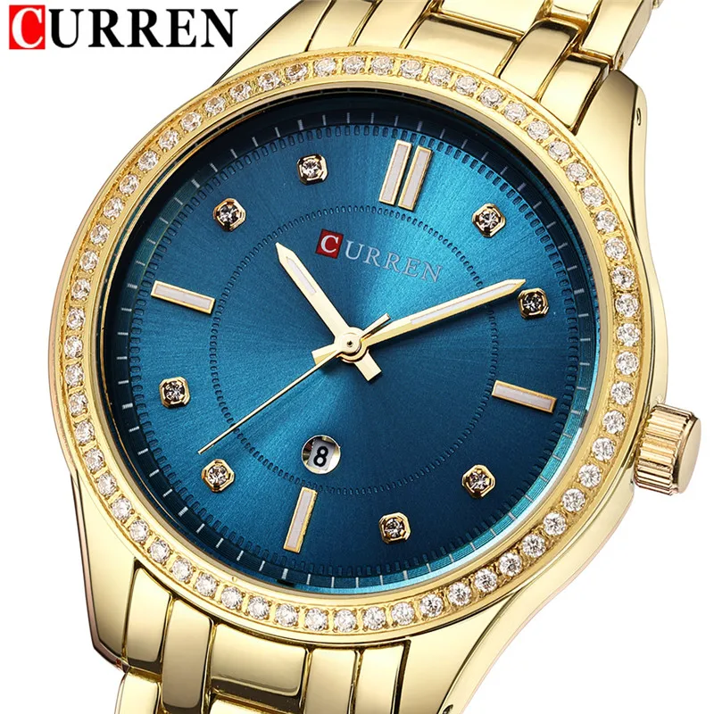 CURREN Women Watches Top Brand Luxury Gold Ladies Watch Date Stainless