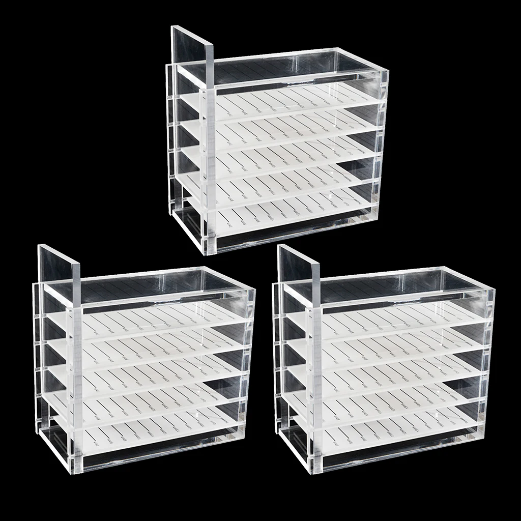 

3Pcs Clear Acrylic False Eyelash Organizer 5 Compartments Eyelash Extensions Cosmetic Storage Display Durable Makeup Case