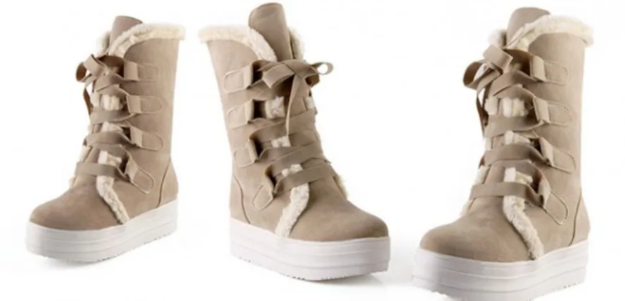 AIYKAZYSDL/Коллекция года; женские теплые зимние ботинки; ботинки до середины икры на платформе, увеличивающие рост; лыжные ботинки на толстой резиновой подошве размера плюс