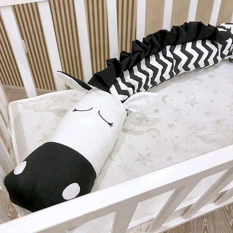 Baby Crib Bumper Soft Stuffed Zebra Toys Plush Cotton Bed Protector Nordic Long Pillows Bumper for Kids Room Cot Decor 2/3Meters