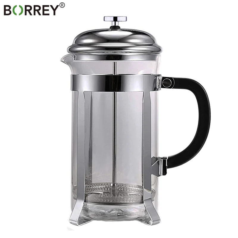 BORREY 800Ml Glass Coffee Pot Stainless French Press Filters Coffee Kttle Moka Pot Espresso Glass Tea Coffee Maker Glass Bottle BORREY 800Ml Glass Coffee Pot Stainless French Press Filters Coffee Kttle Moka Pot Espresso Glass Tea Coffee Maker Glass Bottle