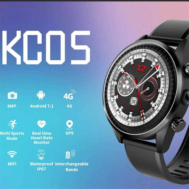 

KC05 4G Smart Watch Men Android 7.1 Quad Core GPS 8MP Camera 620 mAh Battery Smartwatch Replacement Strap DIY watch face pk KW88