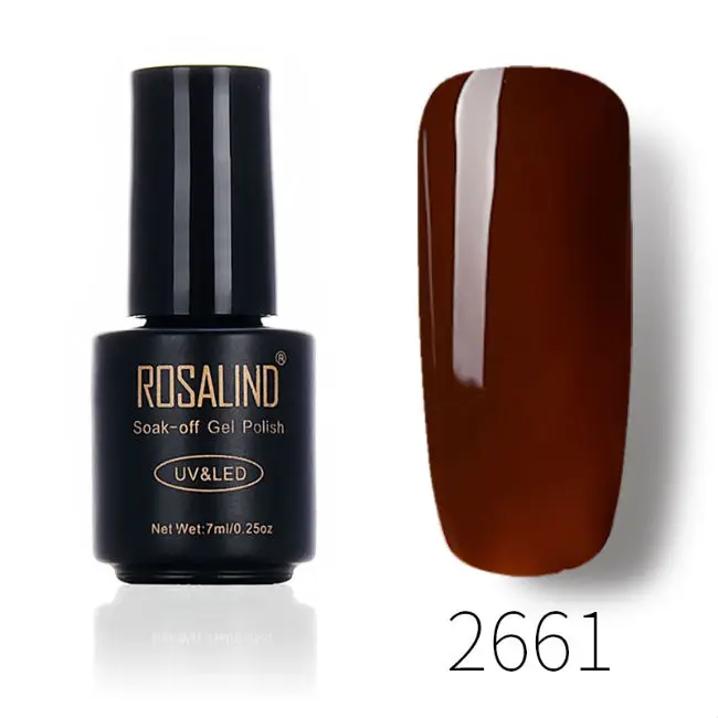 Гель ROSALIND 1 S, Гель-лак для ногтей кофейного цвета, 7 мл, УФ-лампа/светодиодный светильник для дизайна ногтей, долговечный, для маникюра, отмачиваемый Гель-лак - Цвет: RA2661